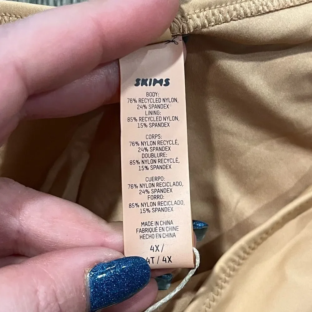 NWT Skims Recycled Swim Low Rise Tie Bikini Bottom Dipped Front Ochre Size 4X